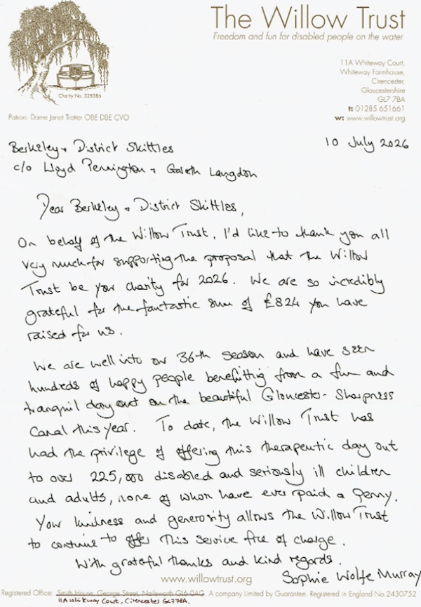 Letter of thanks